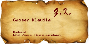 Gmoser Klaudia névjegykártya